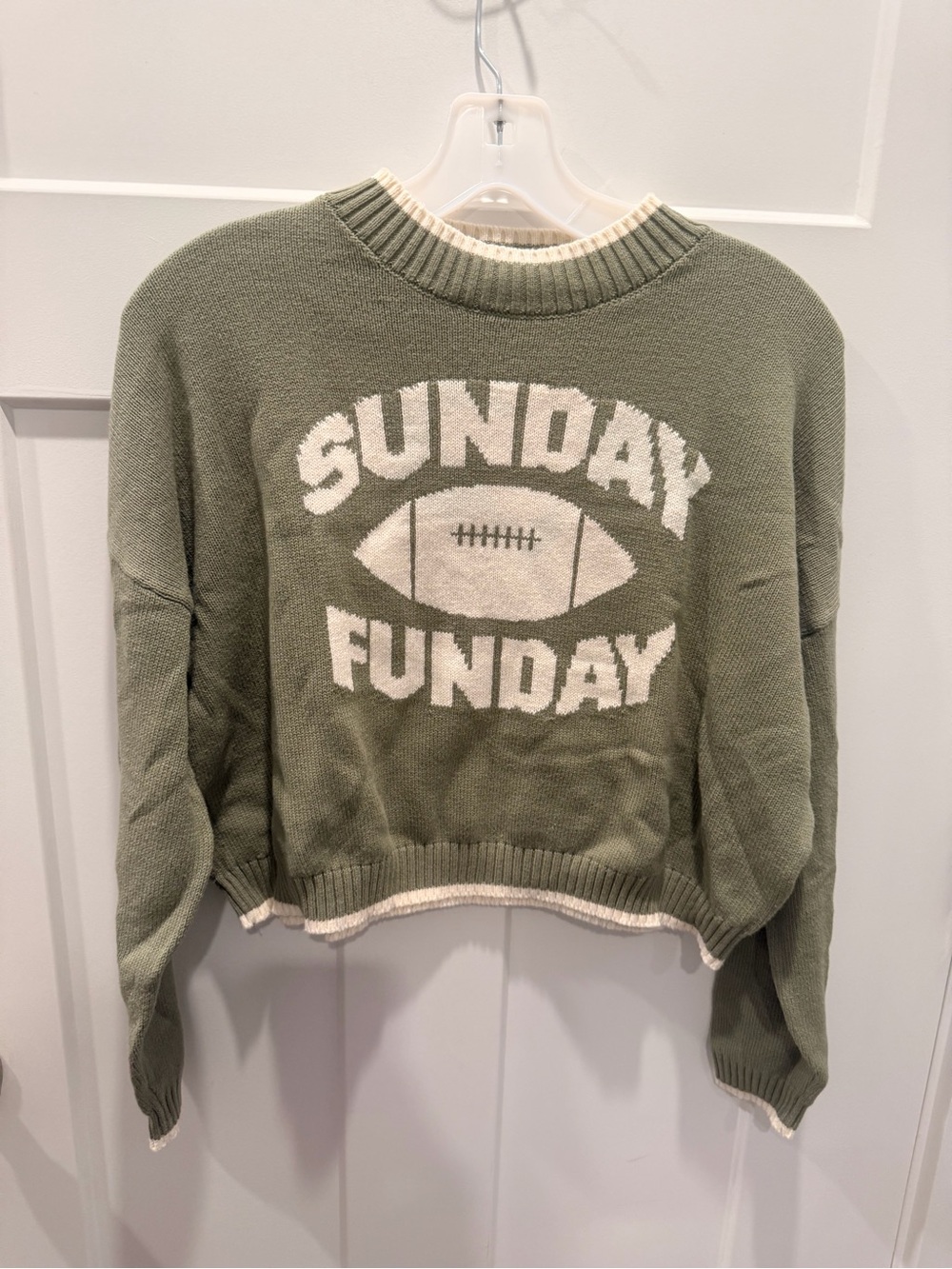 Jessica Simpson Olive & Cream 'Sunday Funday' Crewneck Sweater